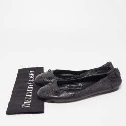 Pre Owned Balenciaga Black Leather Arena Studded Ballet Flats Size 38.5