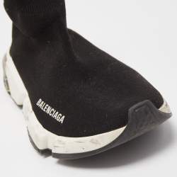 Balenciaga Black Knit Fabric Speed Trainer Slip On Sneakers Size 37