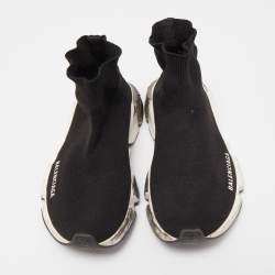 Balenciaga Black Knit Fabric Speed Trainer Slip On Sneakers Size 37