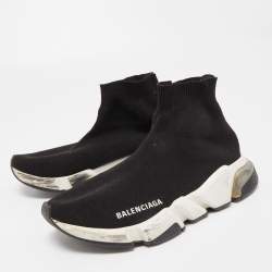 Balenciaga Black Knit Fabric Speed Trainer Slip On Sneakers Size 37