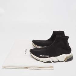 Balenciaga Black Knit Fabric Speed Trainer Slip On Sneakers Size 37