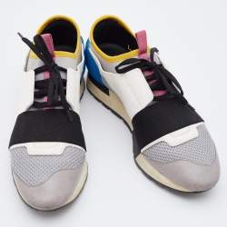 Balenciaga Multicolor Leather and Mesh Race Runner Sneakers Size 39