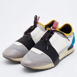 Balenciaga Multicolor Leather and Mesh Race Runner Sneakers Size 39