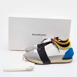 Balenciaga Multicolor Leather and Mesh Race Runner Sneakers Size 39