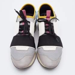 Balenciaga Multicolor Leather and Mesh Race Runner Sneakers Size 39