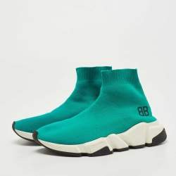 Balenciaga Turquoise Knit Fabric Speed Trainer Sneakers Size 35