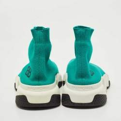 Balenciaga Turquoise Knit Fabric Speed Trainer Sneakers Size 35