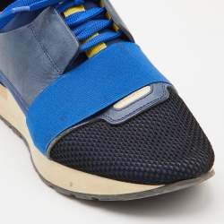 Balenciaga Multicolor Leather and Mesh Race Runner Sneakers Size 38