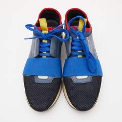 Balenciaga Multicolor Leather and Mesh Race Runner Sneakers Size 38
