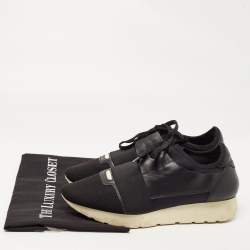 Balenciaga Black Leather and Mesh Race Runner Sneakers Size 39