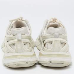 Pre Owned Balenciaga White/Grey Leather and Mesh Track Sneakers Size 37