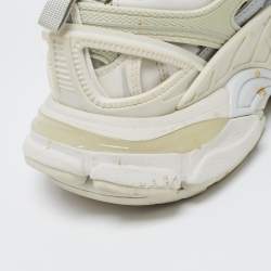 Pre Owned Balenciaga White/Grey Leather and Mesh Track Sneakers Size 37