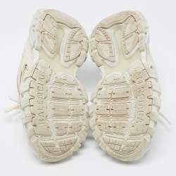 Pre Owned Balenciaga White/Grey Leather and Mesh Track Sneakers Size 37