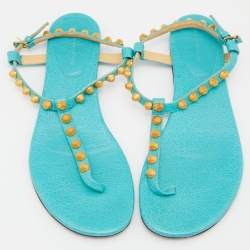 Pre Owned Balenciaga Papete Leather Arena Thong Flat Sandals Size 39.5