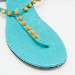 Pre Owned Balenciaga Papete Leather Arena Thong Flat Sandals Size 39.5