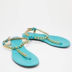 Pre Owned Balenciaga Papete Leather Arena Thong Flat Sandals Size 39.5