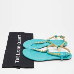 Pre Owned Balenciaga Papete Leather Arena Thong Flat Sandals Size 39.5