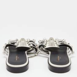 Balenciaga White Leather Arena Studded Strappy Flat Sandals Size 37