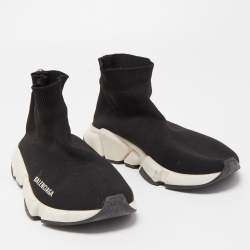Balenciaga Black Knit Fabric Speed Trainer Sneakers Size 37