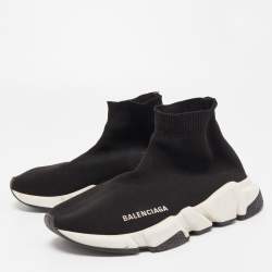 Balenciaga Black Knit Fabric Speed Trainer Sneakers Size 37