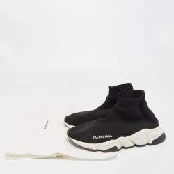 Balenciaga Black Knit Fabric Speed Trainer Sneakers Size 37