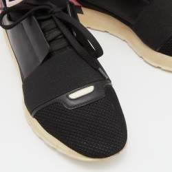 Balenciaga Black Leather and Mesh Race Runner Low Top Sneakers Size 39