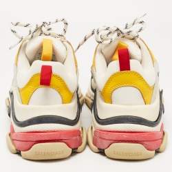 Pre Owned Balenciaga Multicolor Leather and Mesh Triple S Sneakers Size 38