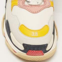 Pre Owned Balenciaga Multicolor Leather and Mesh Triple S Sneakers Size 38