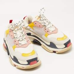 Pre Owned Balenciaga Multicolor Leather and Mesh Triple S Sneakers Size 38
