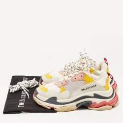 Pre Owned Balenciaga Multicolor Leather and Mesh Triple S Sneakers Size 38