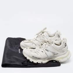 Pre Owned Balenciaga White Leather and Mesh Track Sneakers Size 38