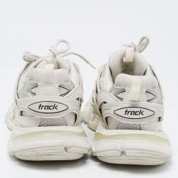 Pre Owned Balenciaga White Leather and Mesh Track Sneakers Size 38