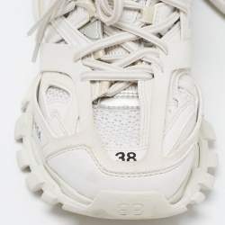 Pre Owned Balenciaga White Leather and Mesh Track Sneakers Size 38