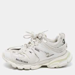 Pre Owned Balenciaga White Leather and Mesh Track Sneakers Size 38