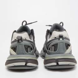 Pre Owned Balenciaga Grey/White Leather and Mesh Track 2 Low Top Sneakers Size 37
