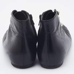 Pre Owned Balenciaga Black Leather Pointed Toe Ankle Boots Size 38.5