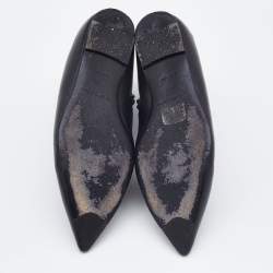 Pre Owned Balenciaga Black Leather Pointed Toe Ankle Boots Size 38.5