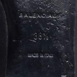 Pre Owned Balenciaga Black Leather Pointed Toe Ankle Boots Size 38.5