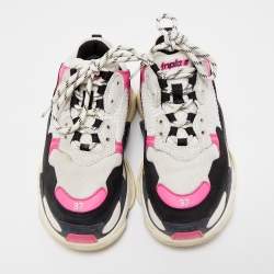 Pre Owned Balenciaga Tricolor Mesh and Leather Triple S Sneakers Size 37