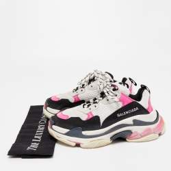 Pre Owned Balenciaga Tricolor Mesh and Leather Triple S Sneakers Size 37