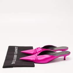 Pre Owned Balenciaga Pink Satin Bow Knife Mules Size 40