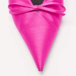 Pre Owned Balenciaga Pink Satin Bow Knife Mules Size 40