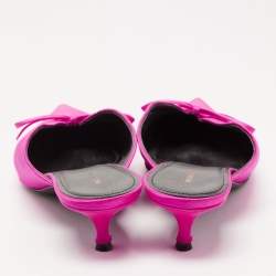 Pre Owned Balenciaga Pink Satin Bow Knife Mules Size 40