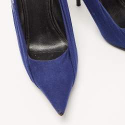 Pre Owned Balenciaga Blue Fabric and Leather Knife Pumps Size 39