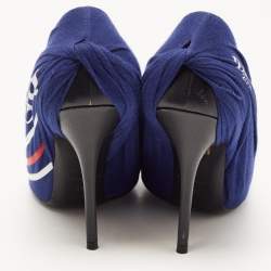 Pre Owned Balenciaga Blue Fabric and Leather Knife Pumps Size 39