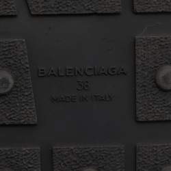 Pre Owned Balenciaga Black Leather and Glitter Fabric Race Runner Sneakers Size 38
