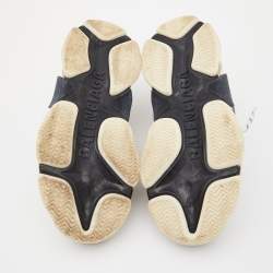 Pre Owned Balenciaga Grey Mesh and Leather Triple S Sneakers Size 39