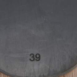 Pre Owned Balenciaga Brown Logo Print Leather Flat Slides Size 39