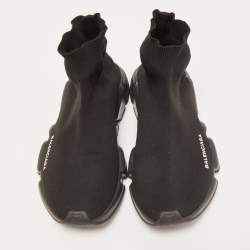 Pre Owned Balenciaga Black Knit Fabric Speed Trainer Sneakers Size 40