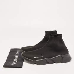 Pre Owned Balenciaga Black Knit Fabric Speed Trainer Sneakers Size 40